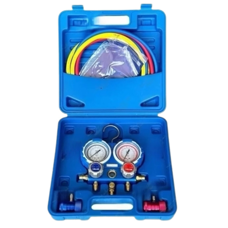 گیج منیفولد دوقلو ولوو مدل VMG-2- R134 A-B دارای کوپلینگ آبی و قرمز